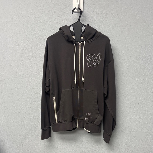 Wshngtn Nats Mn’s SzLg Nike Authntc Collctn, FullZip Hoodie in Charcoal. LikeNew - Picture 3 of 15